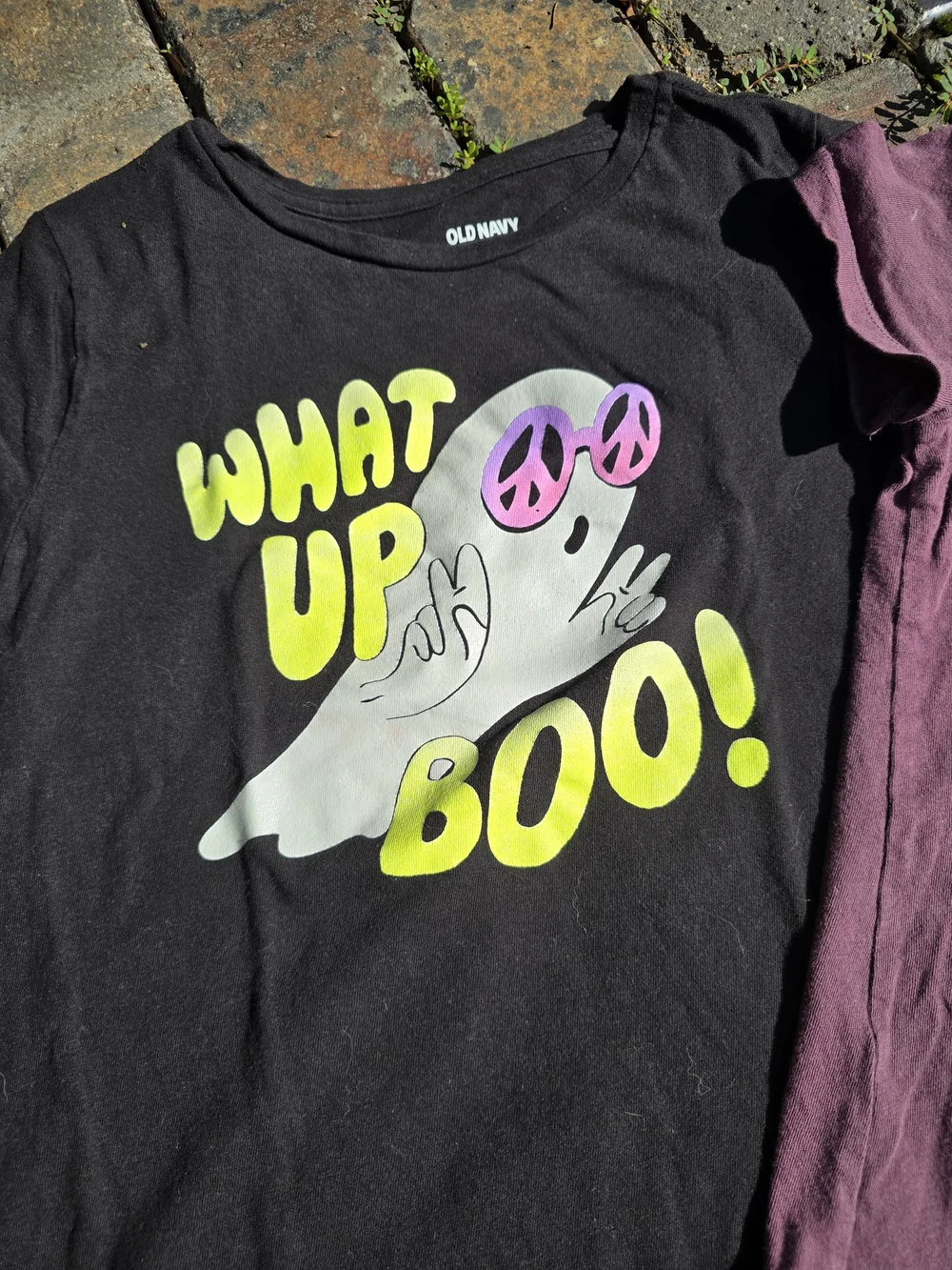 Halloween Tee Bundle Purple 'Creepin' Cat' Graphic And What Up Boo Tee Old Navy